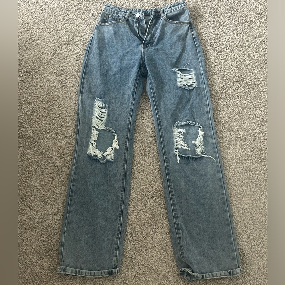 Women Distressed Blue Jeans